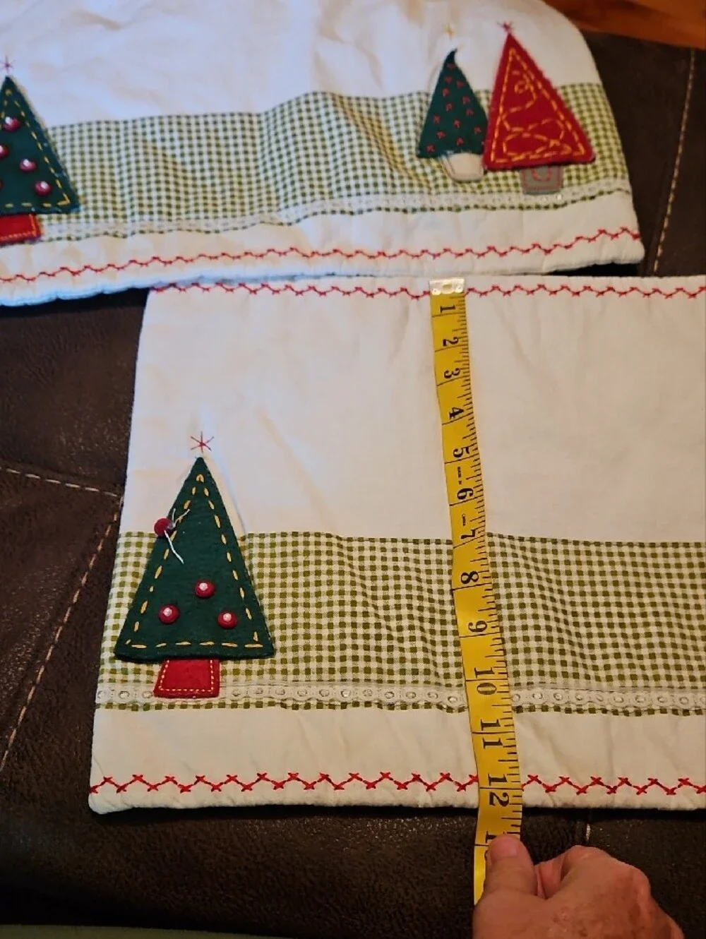 Holiday Tree Placemat Set - Felt Red & Green Christmas Design